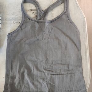 Gray Ribbed Tank Top